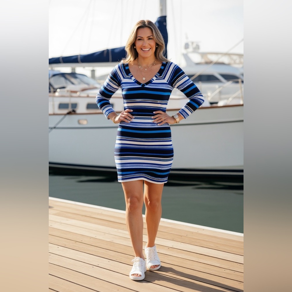 Lilly Pulitzer blue and white striped dress